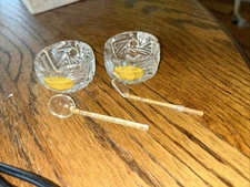 Clear Glass Salt Cellar SET of 2 with spoons 