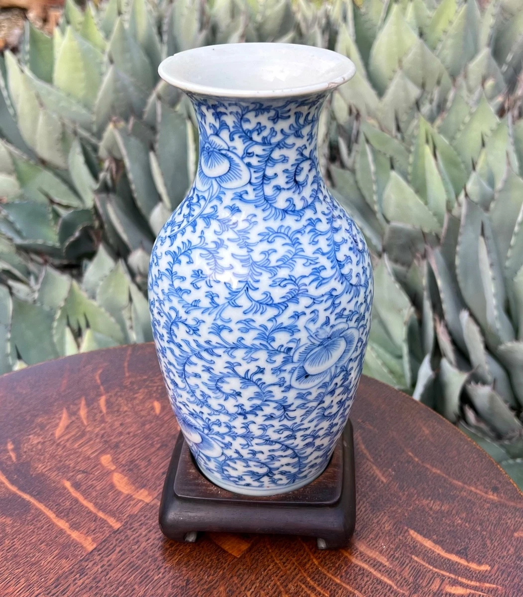 陶瓷蓝色1850-1899 tD01079 青釉 花瓶 高24cm 刻印有 ／ 華道具 茶道具