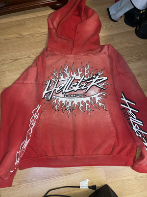 100% Authentic Hellstar Records Hoodie Red XXL