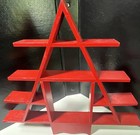 Handcrafted Vintage Red Christmas Tree Shape Shelves 13”x10.5”x1”, Unique!