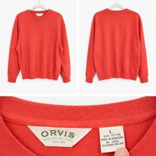 Orvis Red Crewneck Sweatshirt Mens Large 100 Cotton Pullover Classic Casual