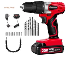 AVID POWER 20V Cordless Drill Set with Battery, Charger & 22 Drill Bits