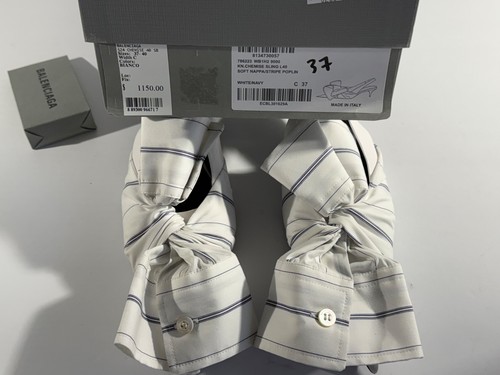 Balenciaga Knife Chemise Sling 40 soft Nappa stripe toe shirt slingback EU37 US7 - Picture 15 of 17
