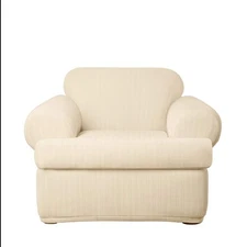 Home Décor SF39066 Stretch Pinstripe T-Cushion Chair Cover Form Fit, Polyeste...