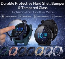 Case For Garmin Forerunner 165 255 265 955 965 970 570 + Glass Screen Protector