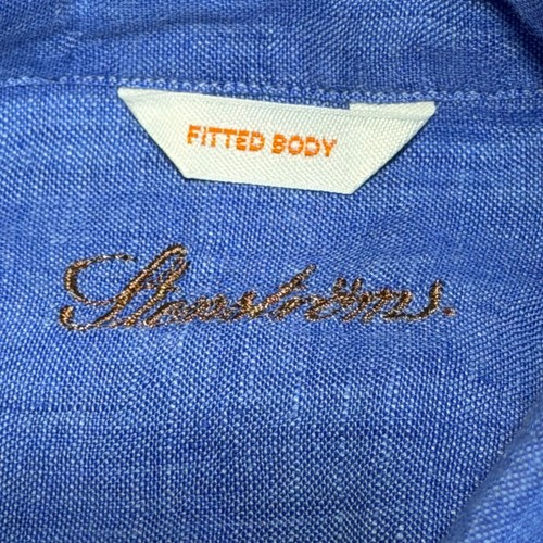 Stenstroms Herren Blau Leinen Button Down Hemd Fitted Body Größe M - Bild 4 von 6