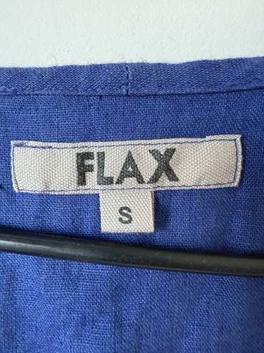 Top túnica FLAX 100 % lino para mujer azul manga larga azul talla pequeña - Imagen 3 de 8