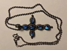 Blue cross sterling silver pendant necklace