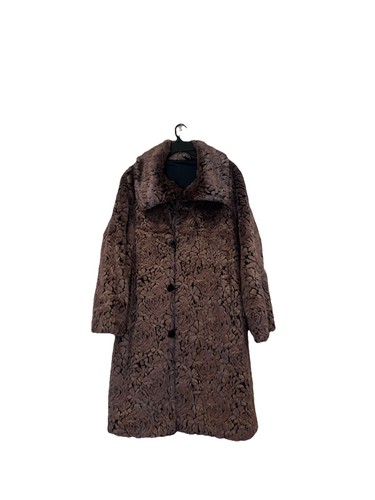 Cappotto lungo vintage pelliccia sintetica viola taglia L