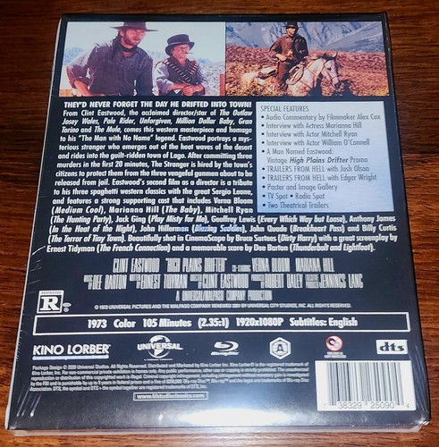 High Plains Drifter (1973) Blu Ray NEW SEALED Kino OOP Slipcover Clint Eastwood - Imagen 2 de 2