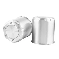 2Pcs 4.25inch Brushed Aluminum Trailer Wheel Center Cap 4.25" OD 4.65" H Silver