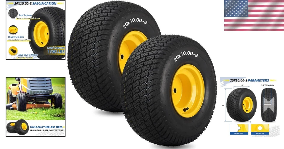 Neumático de repuesto para cortacésped 20x10-8 con llanta de acero | Rendimiento para todas las estaciones Foto 2 de 4