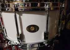 RARE VINTAGE 1989 NOBLE & COOLEY STAR SOLID MAPLE 7X14 SNARE DRUM WHITE WASH USA