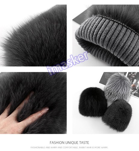 Men's Real Fox Fur Hat Knitted Beanies Warm Snow Elastic Ushanka Cossack Cap - Picture 6 of 12