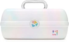 Caboodles On-The-Go Girl Makeup Box, Hard Plastic Organizer White Opal 