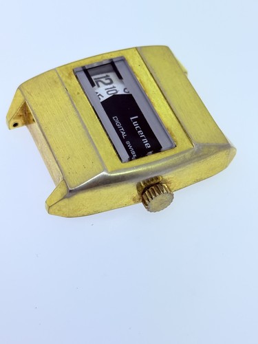 VINTAGE LUCERNE JUMP HOUR SWISS "DIGITAL" WATCH - RHONDA MOVEMENT - FOR REPAIR - Picture 3 of 11