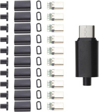 10 Sets USB 3.1 Type C Connector 24 Pin Male Plug DIY Solder Wire C Black