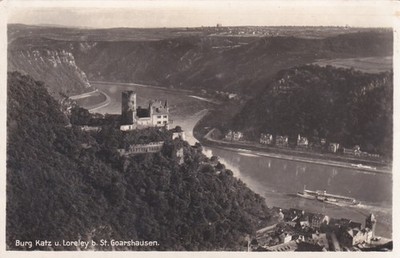 Postcard German Empire St. Goarshausen Castle Katz Panorama Loreley A. Usinger Excellent!!!