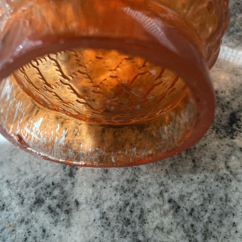 Orangish Color Glass Quilted Hurricane Lamp Chimney Shade 10" Tall - Picture 3 of 8