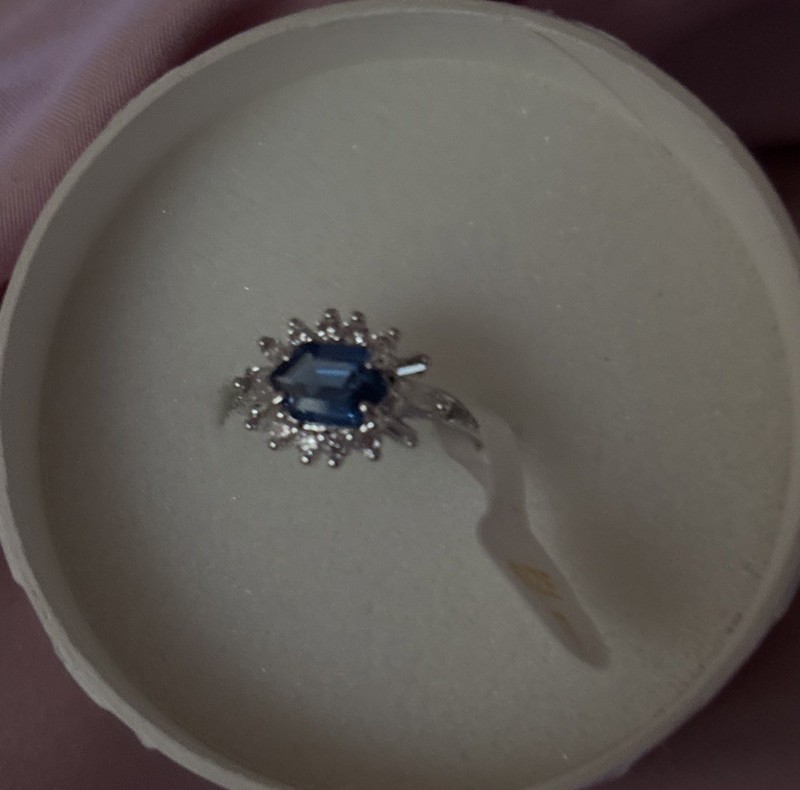 Bomb Party RBP6127 Endless Daydream LC Aqua Blue Spinel  Rhodium size 7