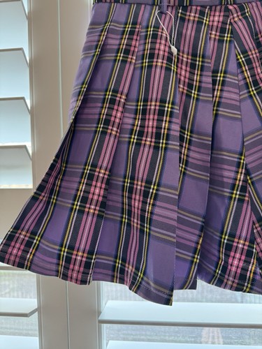 Hot Topic Purple Pink Plaid Hearts Skirt School Girl Punk Size Small 26 - Picture 2 of 4
