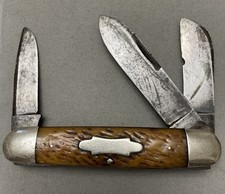 Vintage Robeson Shuredge 63237 Triple Blade Pocket Knife Bone Handle Rochester