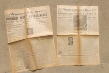 Kennedy Assassination Original Wapakoneta Newspapers from November 22-23, 1963