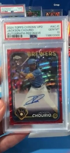2024 Topps Chrome Update RC Auto Jackson Chourio #RAJC Red Wave /5 PSA 10