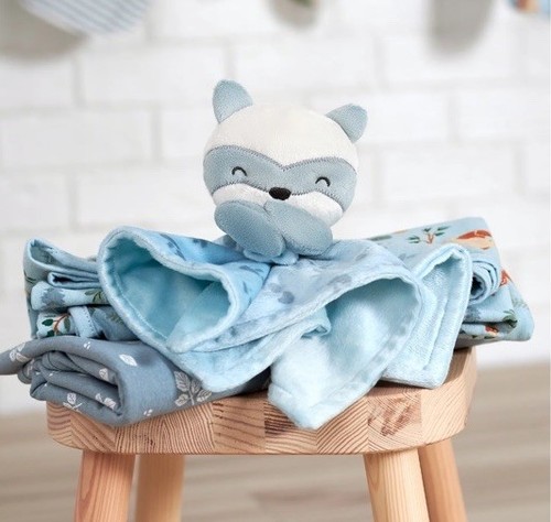 NWT Gerber Modern Moments RACCOON MUSHROOM Security Blanket Lovey Plush Blue - Picture 5 of 5