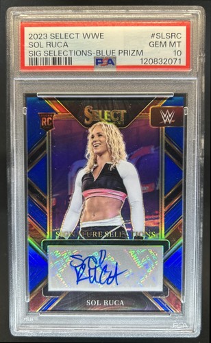 2023 Select WWE Sol Ruca Signature Selections Blue Prizm Auto #/35 PSA 10