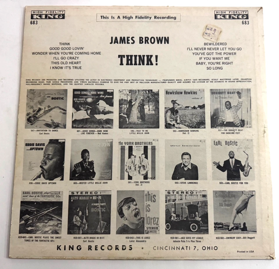 James Brown & The Famous Flames "Think!" LP - King 683 Mono - Image 2 of 4