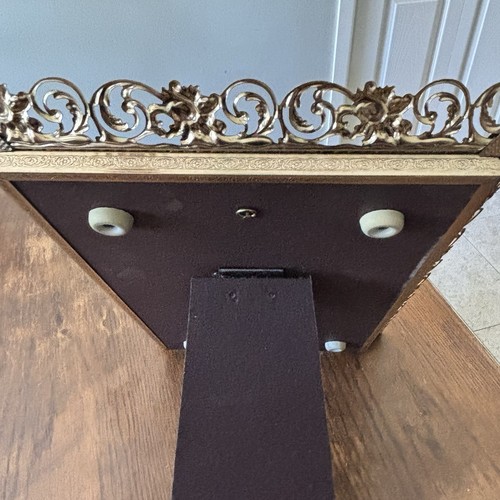 Vintage Vanity Dresser Tray Gold Filigree Ormolu Easel / Wall Hanging - Picture 7 of 8