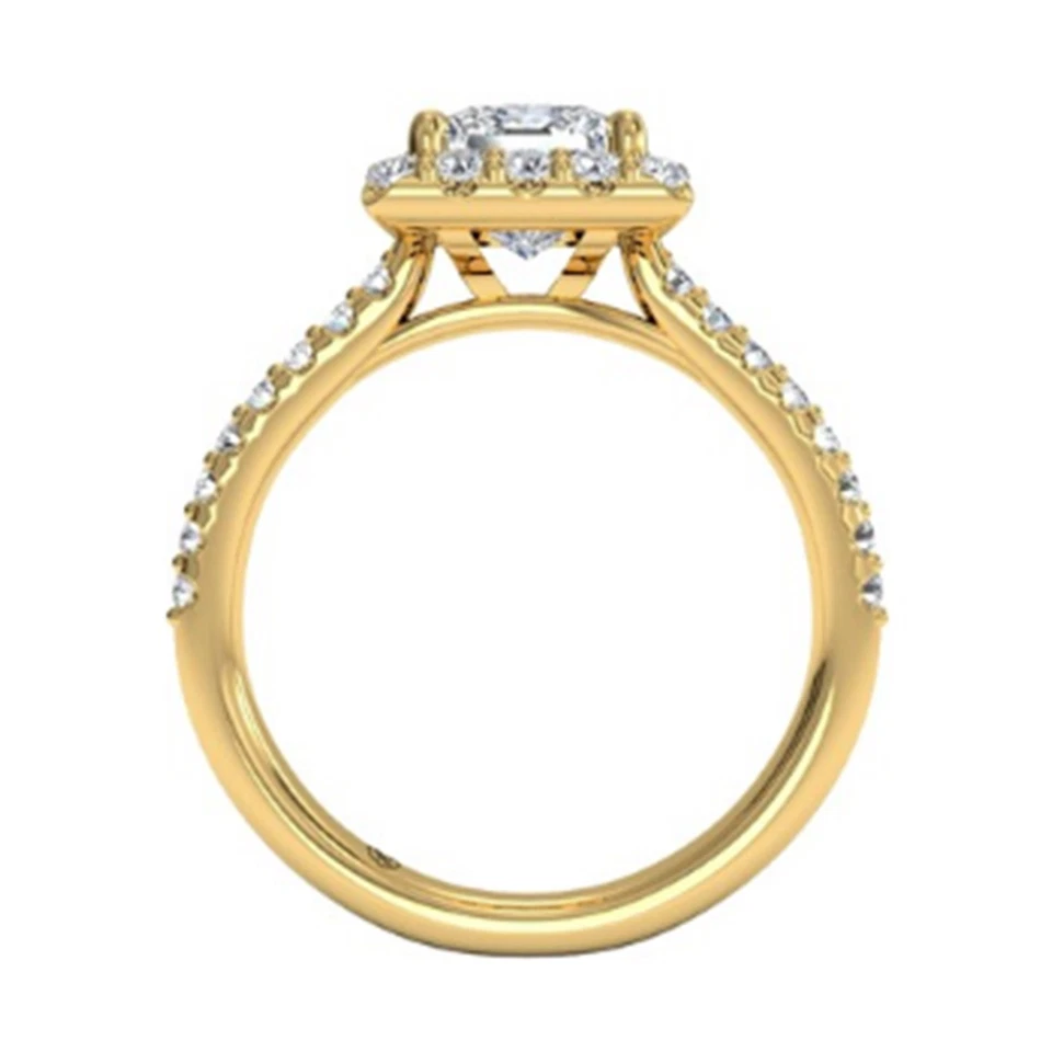 1.25 CT Princess Cut Lab Created Diamond Wedding Ring 14K Solid Yellow Gold Sz 6 - Image 4 of 4