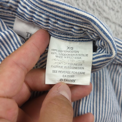 Vintage Disney Store Shirt Boys XS Blue Hickory Stripe Railroad Cotton Button Up - Picture 4 of 14