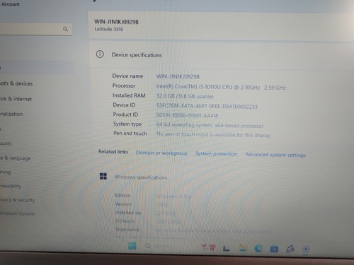 Dell Latitude 3510 Core i3-10110U 2.10 GHz 32 GB 256 GB SSD Windows 11 Pro - Picture 2 of 8