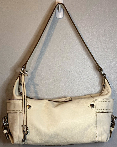 NWOT Vintage Fossil Ivory Pebbled Leather Shoulder Bag Hobo 1954 Y2K