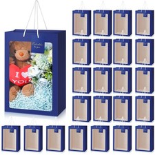 24 Pcs Gift Bags with Clear Window 13. 8 x 9. 8 x 5. 9" Large Transparent Pap...