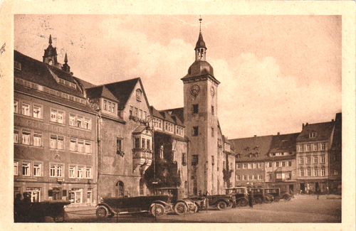 AK Freiberg in Sachsen - Obermarkt m. Oldtimern - 1929