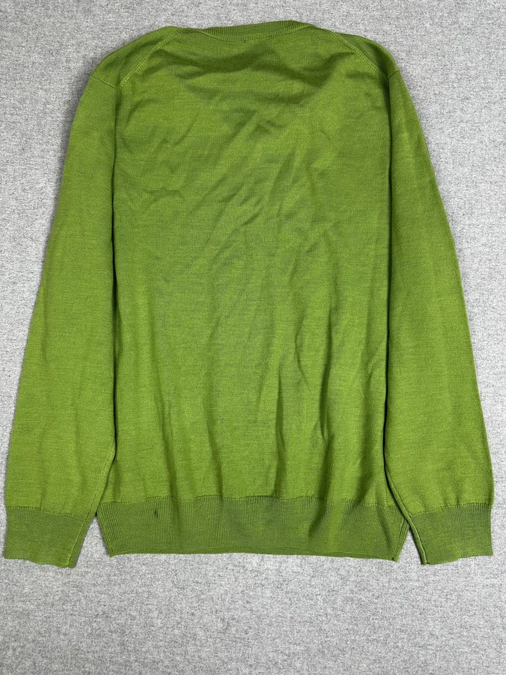 Jos. A. Suéter Banco Para Hombre Grande Verde Viajero Lana Merino Suave Cuello en V Lavable Foto 3 de 4