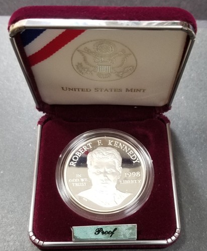 1998 S Robert F Kennedy PP Silber Dollar Gedenkmünzenbox und COA - Bild 2 von 6
