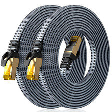 Cat 8 Ethernet Cable 10 FT 2 Pack, 40Gbps 2000Mhz High Speed Cat8 Network LAN Pa