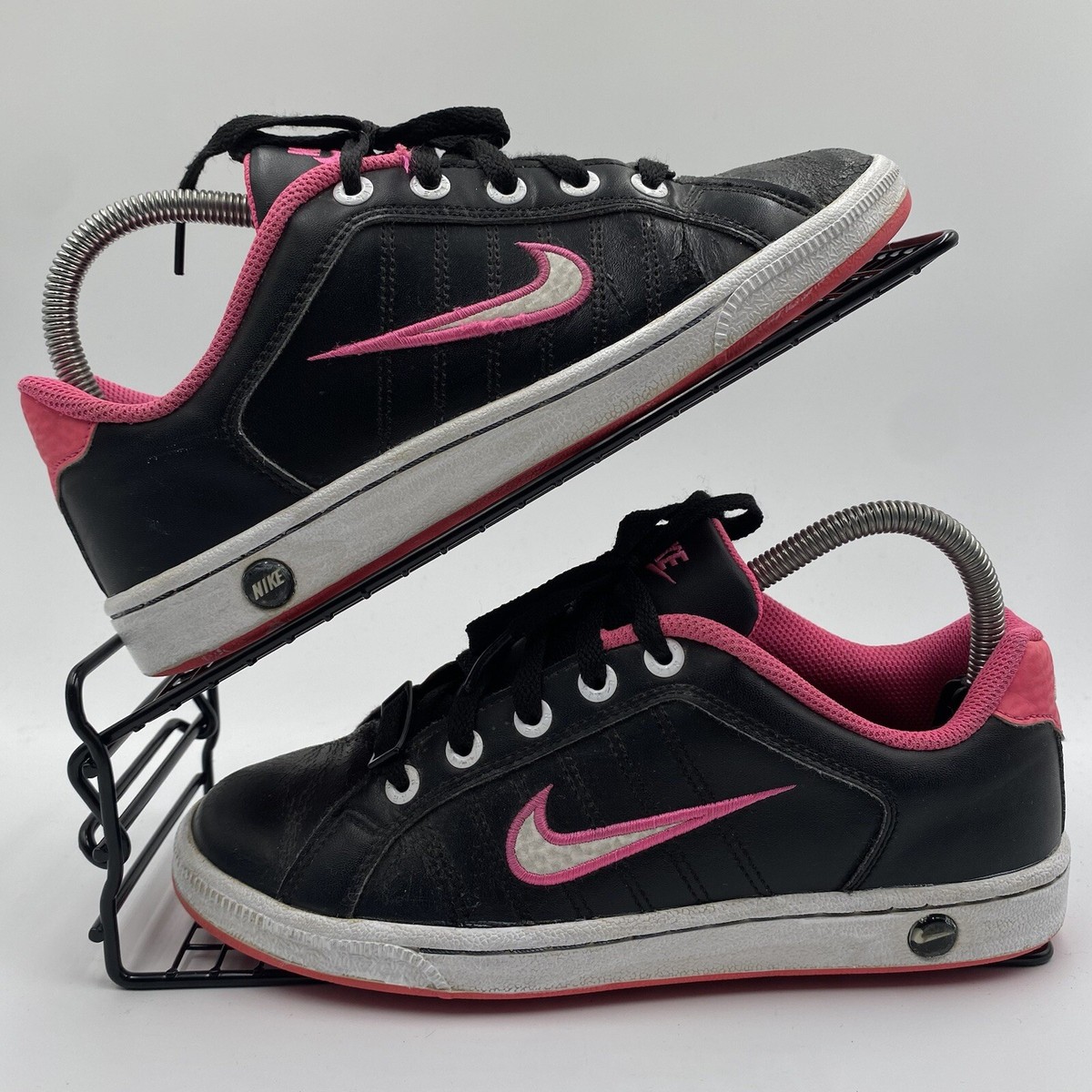 Nike Court Tradition Black Pink Trainers Size UK Leather Low