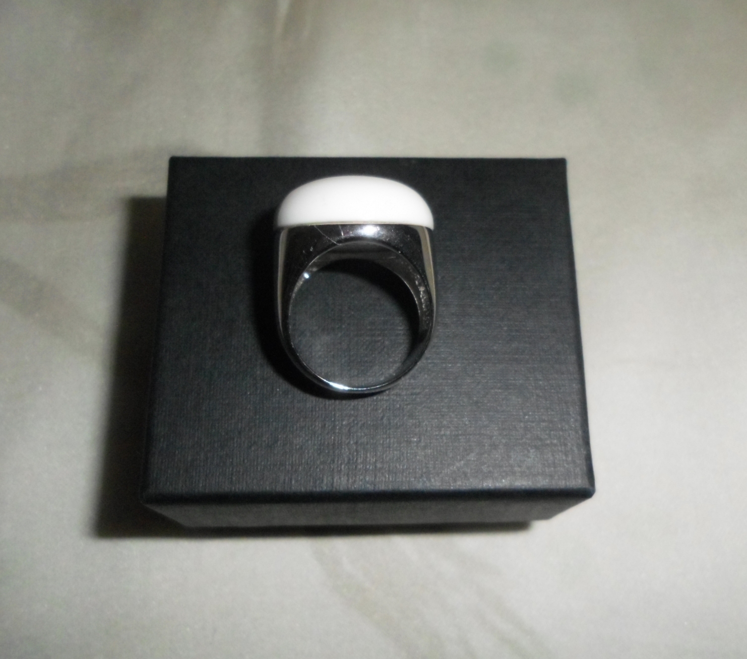 Bague agate blanche et argent 925 rhodié éclatant, joaillerie chic taille 51 - 3