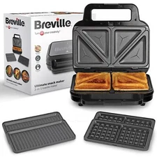 Breville 3 in 1 Sandwich Waffle and Panini Maker Snack Cut & Seal System VST098