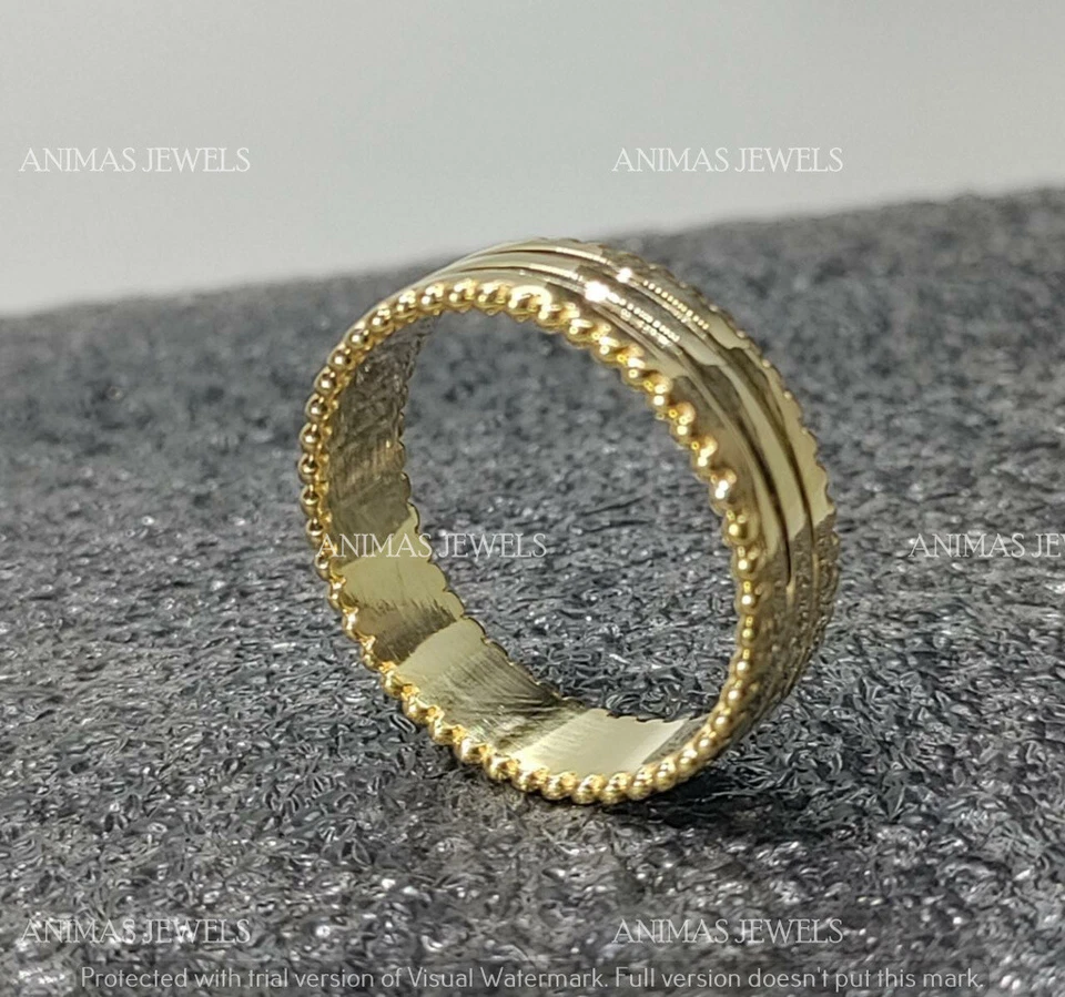 925 Sterling Silver Men's Engagement Wedding Ring Band 14k Yellow Gold Plated - Image 2 of 4