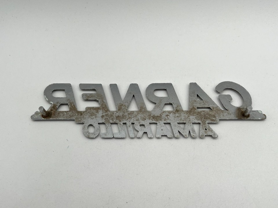 Vintage Metal Dealer Dealership Car Emblem / Badge Garner Amarillo