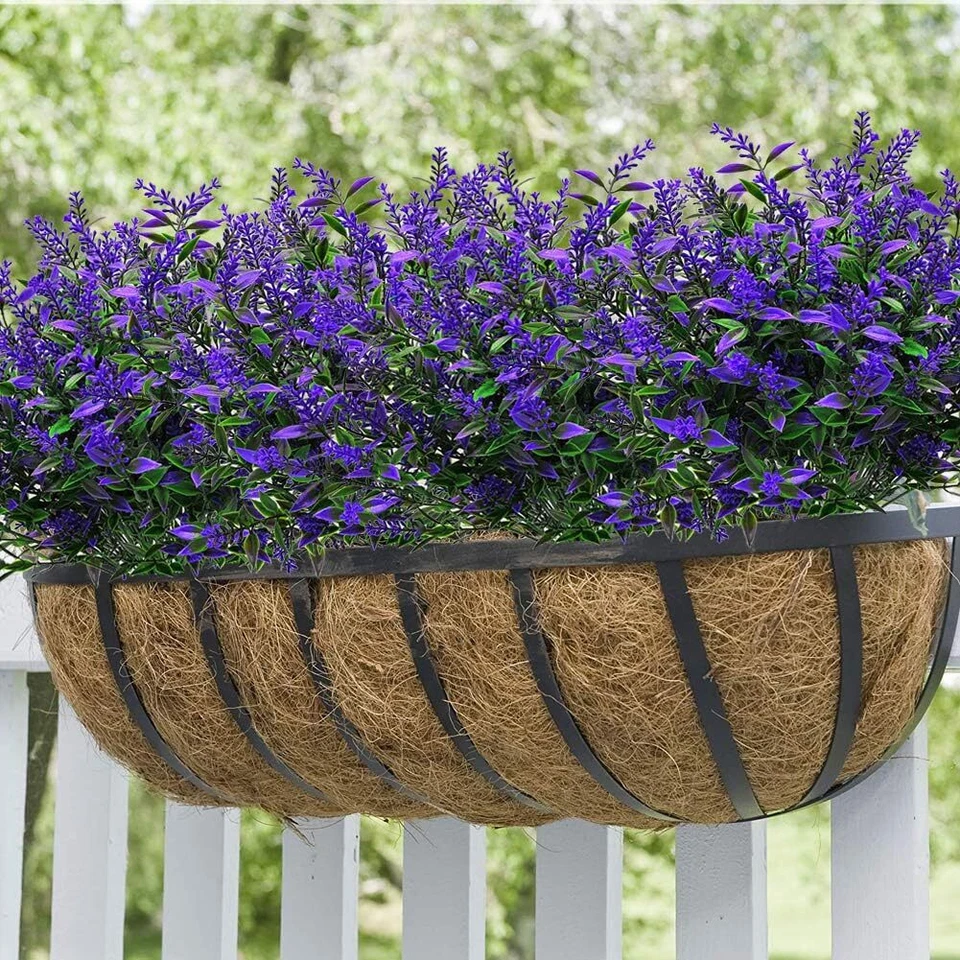 8 paquetes de flores artificiales resistentes a los rayos UV plantas falsas exterior hogar jardín decoración Foto 3 de 4