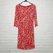 Eliza J Ruched Pink and Tan Animal Print Dress size 8
