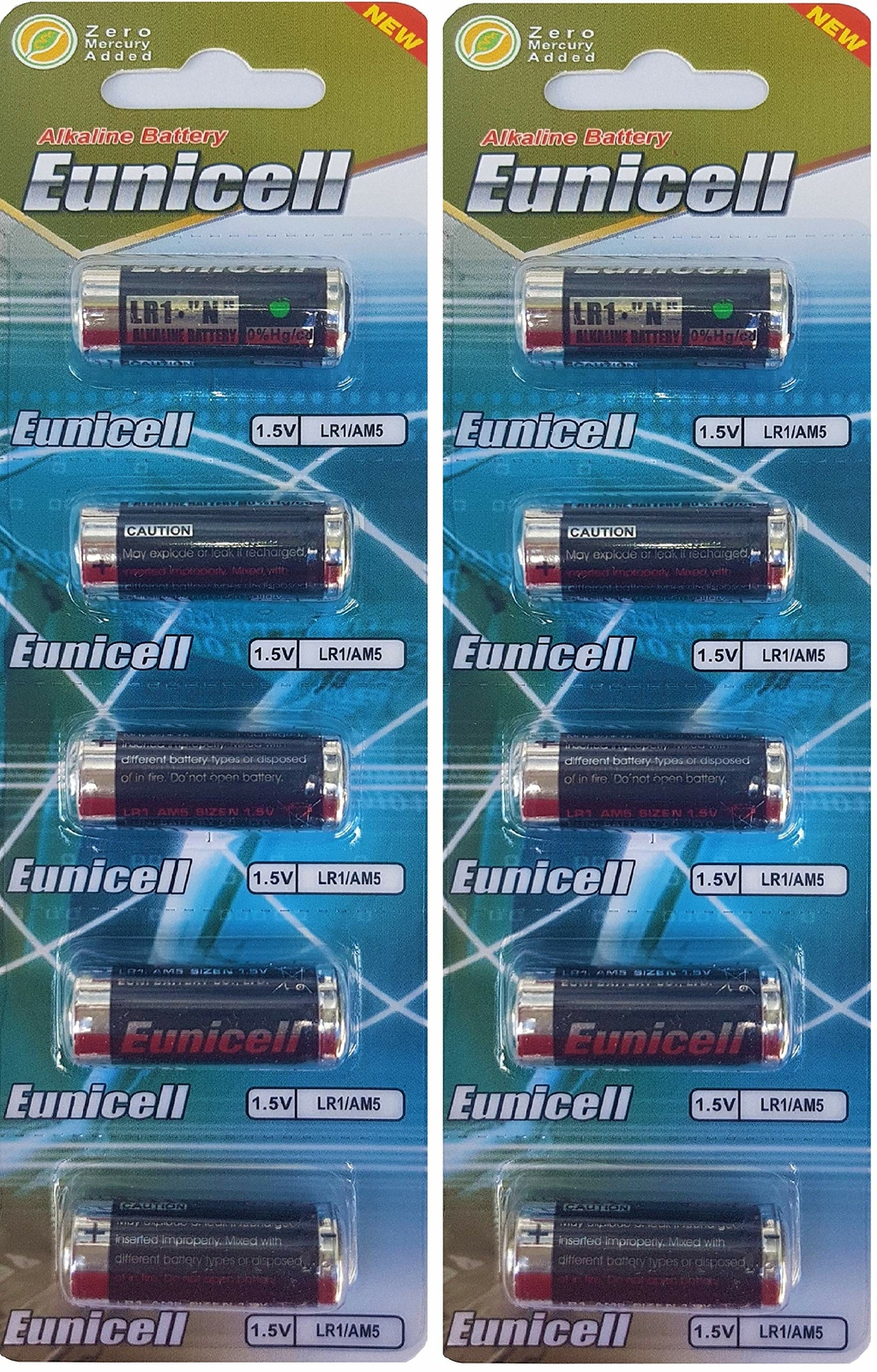 10 x LR1/N/Lady 1,5 V (2 Blister a 5 Batterie Alcaline) Batterie AM5, UM5 (H8s)