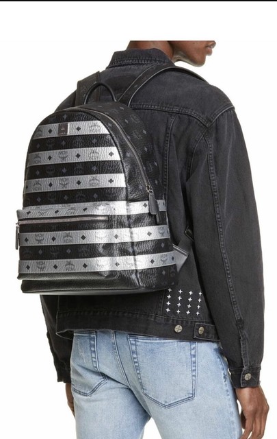 mcm striped backpack